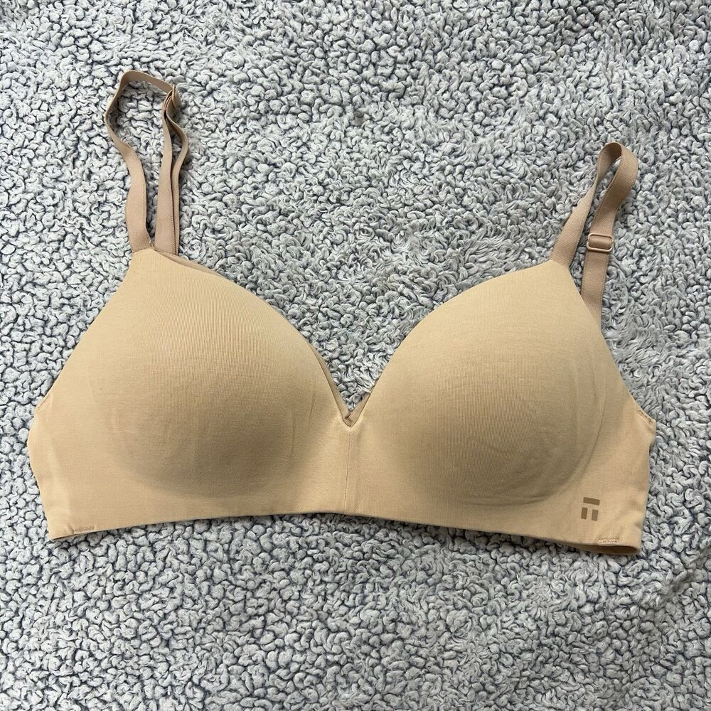 Tommy John Cool Cotton Lightly Lined Wireless Bra 34C Nude Tan Convertible